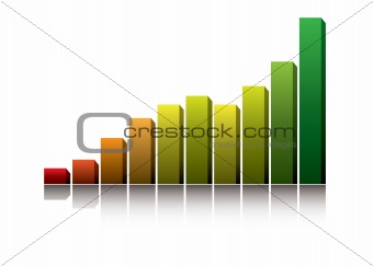 3d graph showing rise in profits or earnings / vector illustration