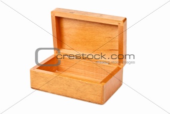 Empty open wooden box isolated