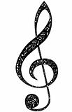 Treble clef design by musical notes