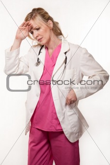 Lady doctor with headache