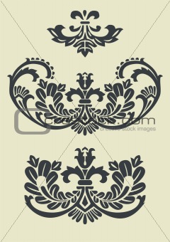 Set of vector baroque patterns for design