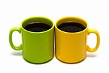 Yellow and green mug from coffee