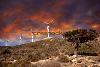 Wind turbines in movement