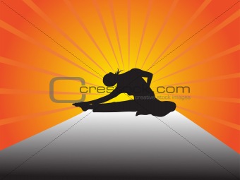 An Illustration of female silhouette meditating by yoga 
