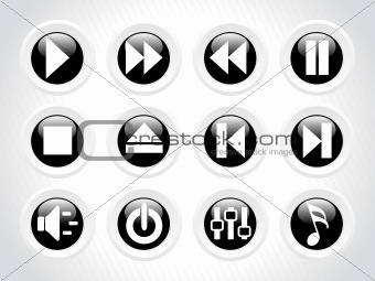 audio button rounded icons, black
