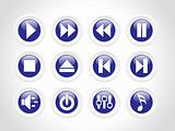audio rounded button icons, blue