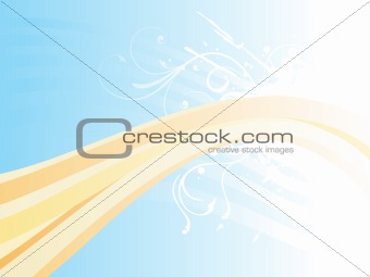 background with floral and waves