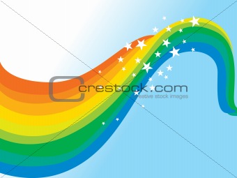 background with rainbow waves and stars