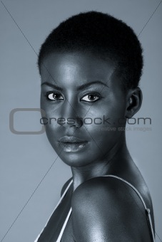 Dramatic portrait of young African American woman