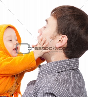Baby playing with dad