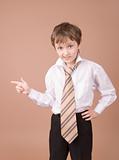 Young businessman showing something