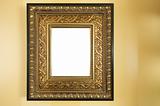 Ornate Blank Picture Frame on Yellow Wall