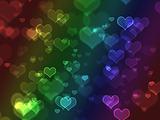 Bright colorful bokeh hearts