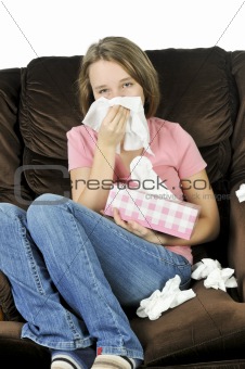 Teenage girl with a cold