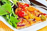 Vegetarian pizza with salad