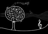 musical tree with notes inside and bird