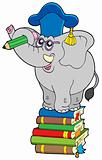 Writing elephant teacher on book 