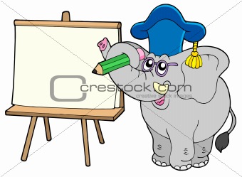 Writing elephant teacher with tablet
