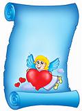 Valentine blue letter with flying cupid
