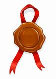 wax stamp with red ribbon element for documents