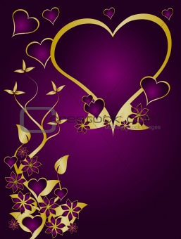 Purple and Gold Valentines Day Illustration