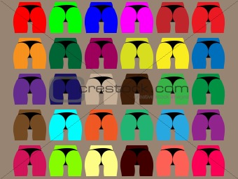 set of colorful buttocks