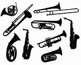 silhouettes of wind instruments