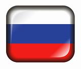 Russia Flag Button with 3d effect, isolated in white