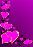 Pink Valentines Hearts on Purple Background