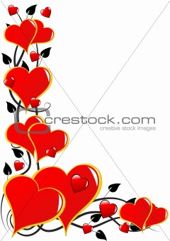 Red Valentines Hearts Isolated on White Background