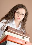 Businesswoman with files