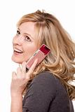 Smiling woman on cell phone