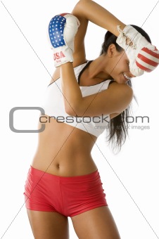 boxing woman going down