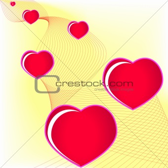 Heart and line pattern with yellow Background