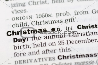 Dictionary definition of christmas