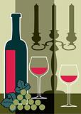 Red wine and candelabra background