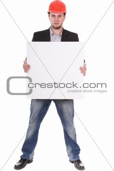 architect with banner