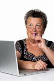 old woman with modern laptop