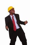 businessman with happy hands raised 
