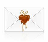white envelope sealed by wax stamp as a heart