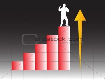 white silhouette of man business graph with yellow arrow, wallpaper