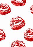 seamless pattern of red lipstick kiss stamp