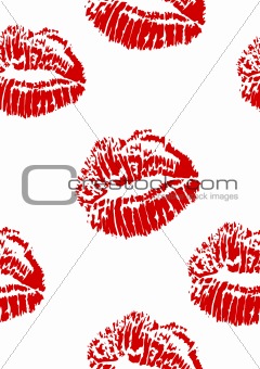 seamless pattern of red lipstick kiss stamp