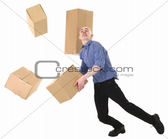 Man and cardboard