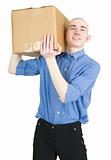 Man hold cardboard
