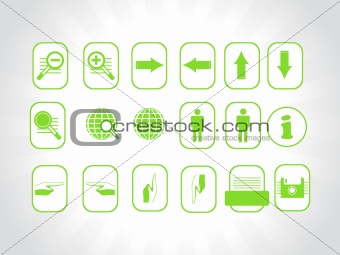 web site and Internet green icon set