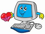 Cartoon computer with heart