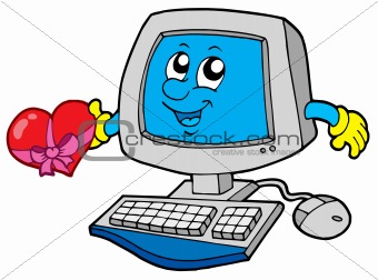 Cartoon computer with heart