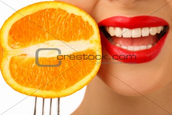 orange on the fork
