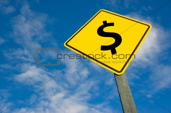 Dollar on road sign.